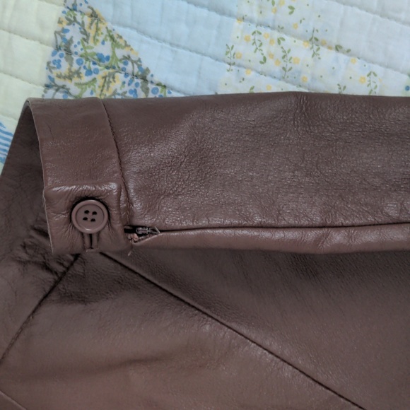 Vintage 90s Y2K High Rise Straight Leg Leather Pants, Brown, Womens 6 - Picture 5 of 7